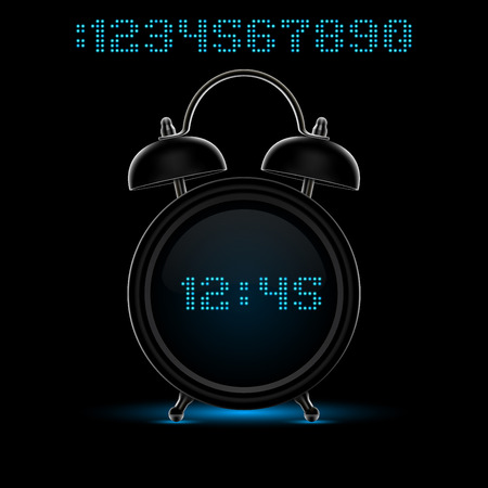 black alarm clock with neon digitsのイラスト素材