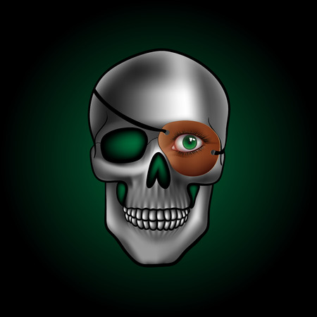 skull with one green eyeのイラスト素材