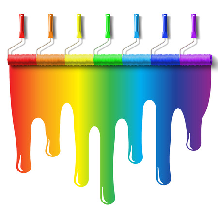 roller brush with rainbow colors paintのイラスト素材