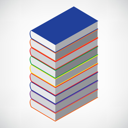 tower of book on white with empty coverのイラスト素材