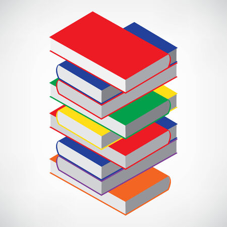 tower of book on white with empty coverのイラスト素材