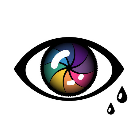 Open Cyber Eye Icon with tearsのイラスト素材