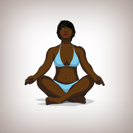 afro woman practicing yogaのイラスト素材