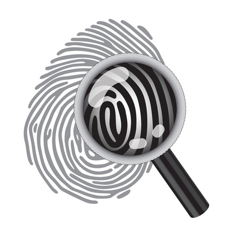 finger print with magnifying glassのイラスト素材