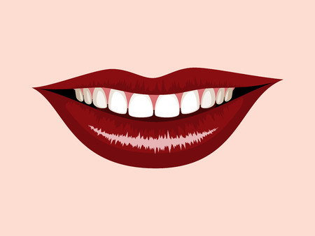 smiling mouth with red lipsのイラスト素材