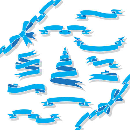 set of blue ribbonsのイラスト素材