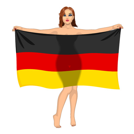 sexy girl behind the flag of Germanyのイラスト素材