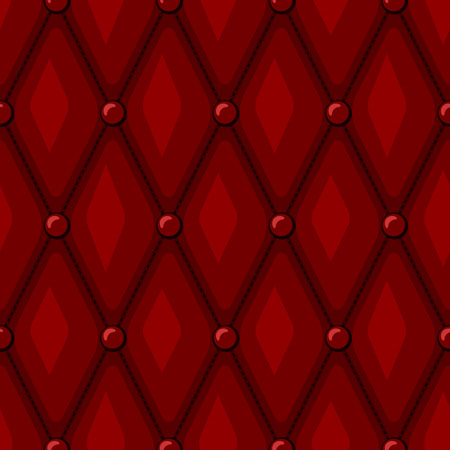Luxury Red Leather upholstery with Buttons seamless patternのイラスト素材