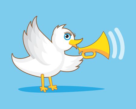 White Bird with Hornのイラスト素材