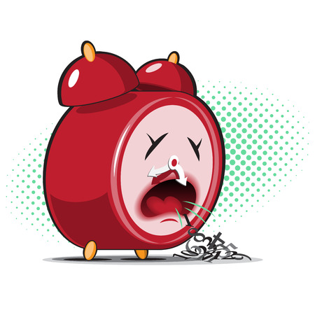 red sick alarm clock spews his digitsのイラスト素材