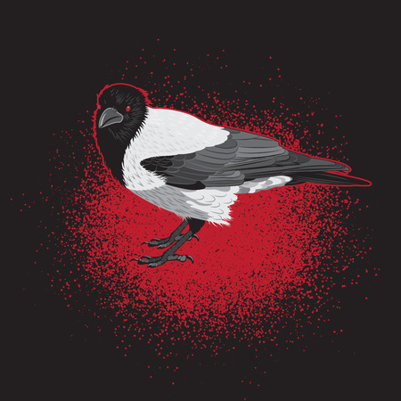 Crow Bird with Red Eyesのイラスト素材