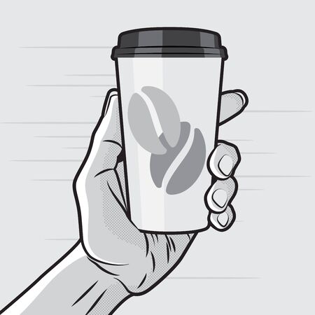 Retro Style - Paper Coffee Cup in Handのイラスト素材