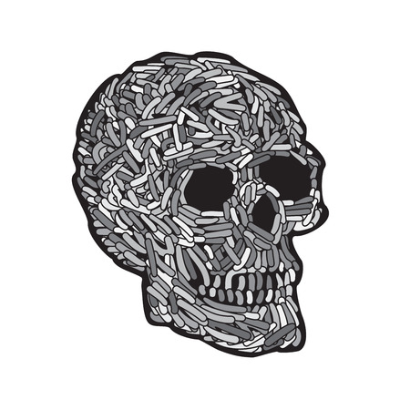 Abstract Doodle Worm Skull. Vector Illustrationのイラスト素材