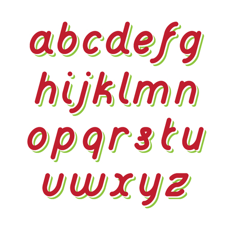 Rounded Fat Line Red Font with Green shadowのイラスト素材