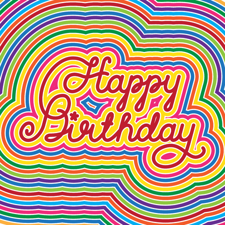 Happy Birthday lettering, vector calligraphy backgroundのイラスト素材