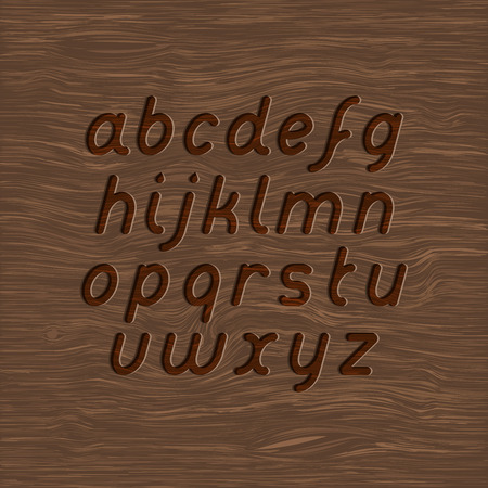 wood texture and carved font setのイラスト素材