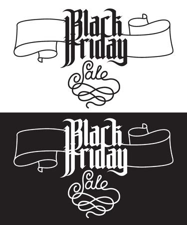Black Friday Sale. Modern Gothic Style Font. Gothic letters with decoration elementsのイラスト素材