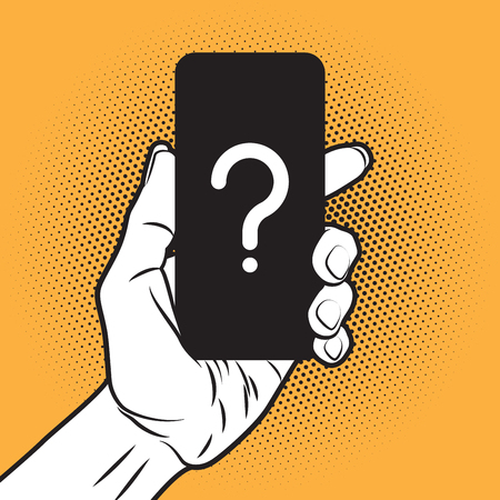 PopArt Style Mokup with unknown Smartphone in Handのイラスト素材