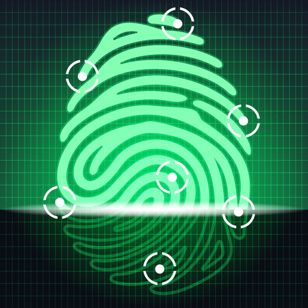 fingerprint identification system green colorのイラスト素材
