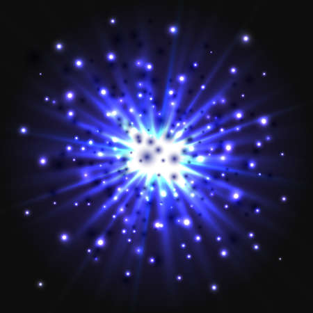 abstract light. bright flash, explosion or burst on the black backgroundのイラスト素材
