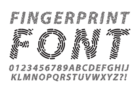 abstract information and identification fingerprint font setのイラスト素材