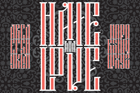 Hate and love lettering. Old slavic font. Stock vector typography for labels, headlines, posters etc.のイラスト素材