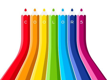 Coolors Set of the grow up color pencil. Rainbow multicolored vector illustrationのイラスト素材