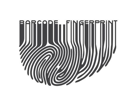 Black fingerprint with bar code. Barcode finger printのイラスト素材