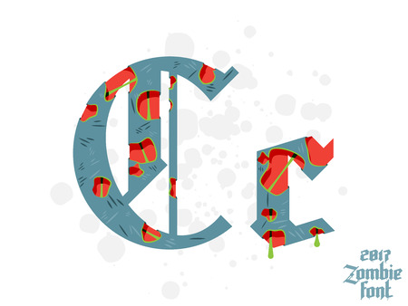 Zombie monster alphabet set. New modern custom gothic fontのイラスト素材