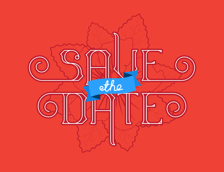 Save The Date, Wedding Invitation Card, lettering illustration.のイラスト素材