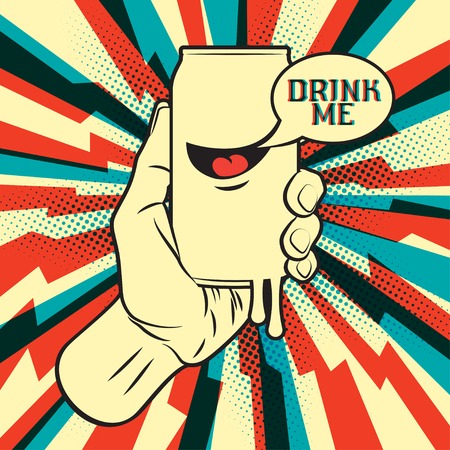Fresh Drink Can in Hand cartoon backgroundのイラスト素材