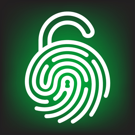 Fingerprint with open lock shape. Security concept icon. Unlock with finger print.のイラスト素材