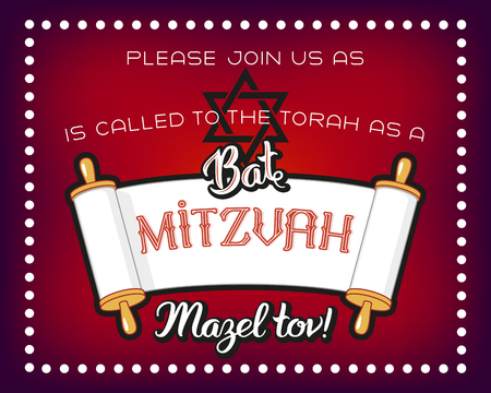 Bar Mitzvah invitation or congratulation card. Holiday of coming of age Jewish rituals.のイラスト素材