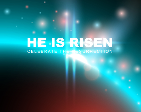 He is risen, celebrate the resurrection. Easter card with space background. Vector illustrationのイラスト素材