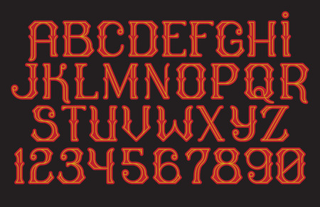 Decorative vintage font Time Machine. Old style alphabet design. Vector illustrationのイラスト素材