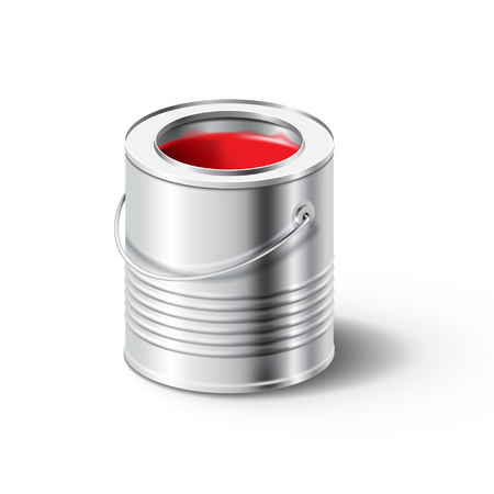 Realistick metal paint can with red colorのイラスト素材