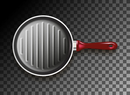 Grill pan on black background.のイラスト素材