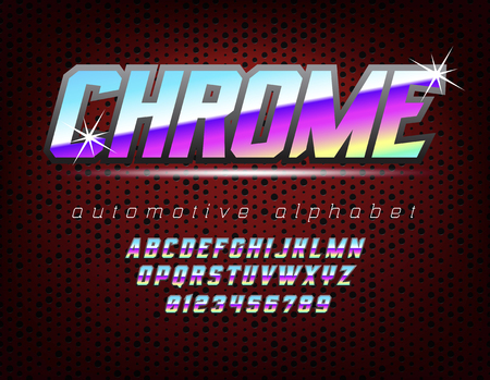 Chrome bold automotive typeface. Sans serif font. Good for bright captions and unforgettable logos.のイラスト素材