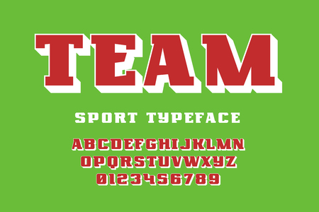 Sport team font design, alphabet, character set, typeface, typography, letters and numbers.のイラスト素材