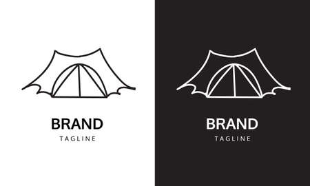 Monogram Tent Logo, a creative, simple and elegant logo design. Can be used for logos in the outdoor industry, summer camps, holidays, vacations equipment and exploration.のイラスト素材