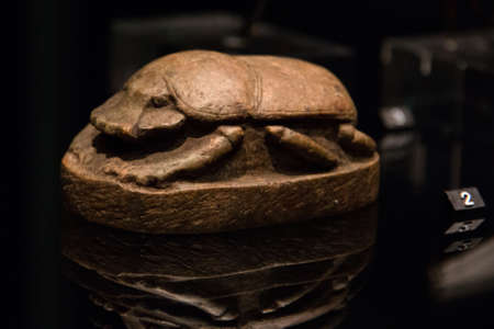 Leiden, The Netherlands - JAN 26, 2019: a big scarab artifact from ancient Egypt.のeditorial素材