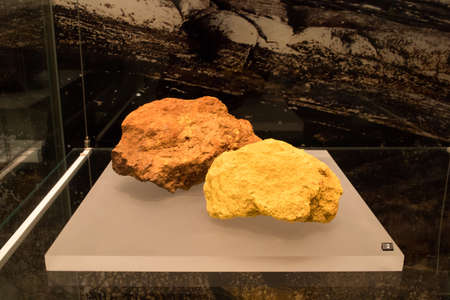 Leiden, The Netherlands - JAN 04, 2020: closeup of old raw materials from ancient Cyprus used by the old cyprians.のeditorial素材