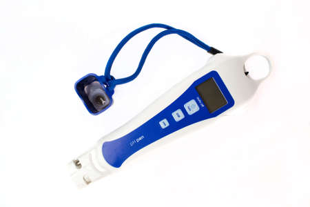 Closeup of a digital pH measuring device. Modern laboratory testing equipment.の写真素材