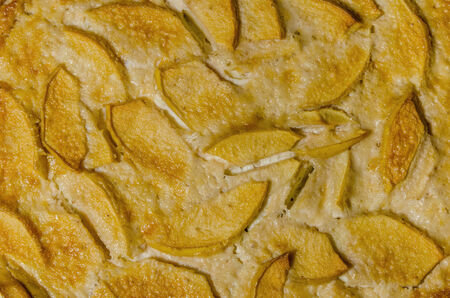 close-up of homemade cheesecake with applesの写真素材