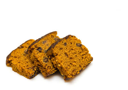 three slices of cake on white backgroundの写真素材