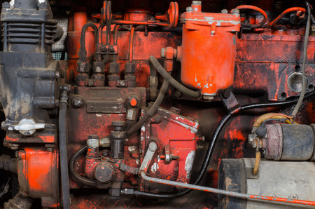 close up of old rusty heavy machineryの写真素材