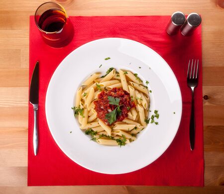 Penne with Tomato Sauceの写真素材