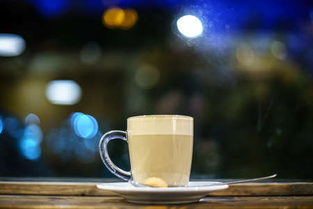Coffee Latte made by espresso and milkの写真素材