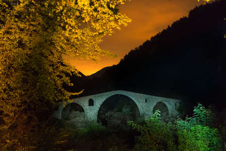 Night photos of devil's bridge in Bulgariaの写真素材