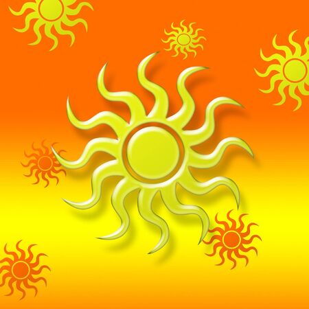 An abstract design of several suns
